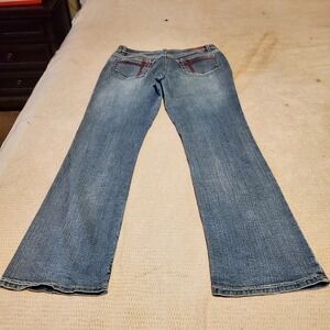 Americana Blues Womens Size 12 Bootcut Jeans Blue Red Contrast Stitch Mid‎ Rise